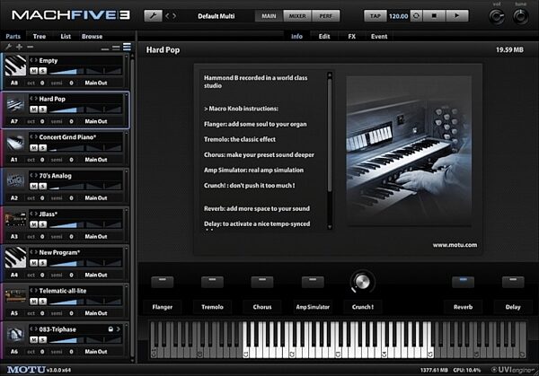 open zoom image for MOTU MachFive Universal Sampler Plug-In (Mac), Screenshot Play View