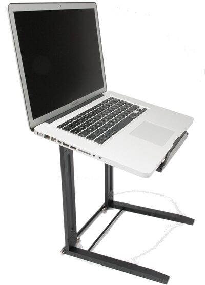 open zoom image for Magma Traveler Laptop Stand with Carrying Bag, Black in use with Laptop