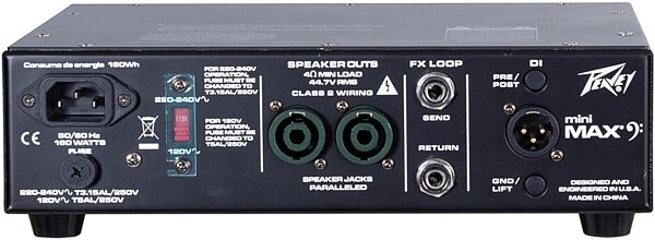 open zoom image for Peavey MiniMAX Bass Guitar Amplifier Head (600 Watts), New, Action Position Back