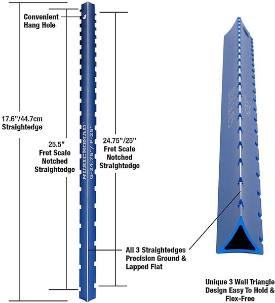 open zoom image for Music Nomad Tri-Beam Straight Edge, MN821, Action Position Back