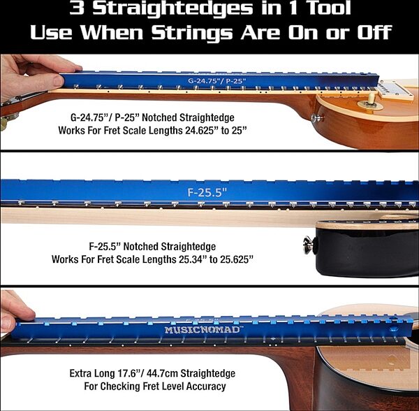 open zoom image for Music Nomad Tri-Beam Straight Edge, MN821, Action Position Back