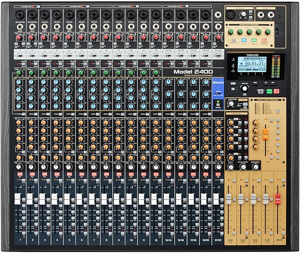 open zoom image for TASCAM Model 2400 24-Track Flagship Analog Mixer, USB Audio Interface, and Multitrack Recorder, New, Action Position Back