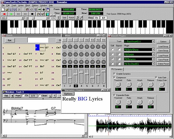 open zoom image for PG Music Power Tracks Audio Version 7 (Windows), Main Screen