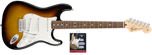 open zoom image for Fender Standard Stratocaster Rosewood Electric Guitar and Texas Special Pickup Set, Brown Sunburst
