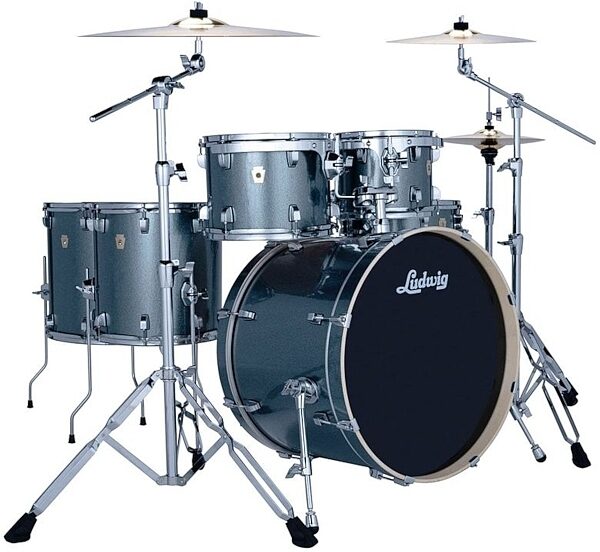 open zoom image for Ludwig LE622 Evolution Complete Drum Set, 6-Piece, Atlantic Sparkle, with Hardware + Paiste 101 Cymbals, Main