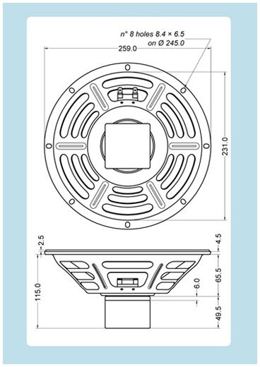 open zoom image for Jensen P10R Vintage AlNiCo Guitar Speaker (25 Watts, 10"), Construction Diagram