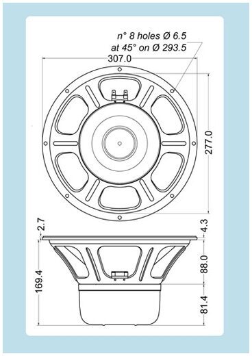 open zoom image for Jensen P12N Vintage AlNiCo Guitar Speaker (50 Watts, 12") with Bell Cover, Construction Diagram