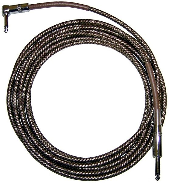 open zoom image for CBI Braided Instrument Cable with Right Angle (Vintage Tweed), 10 foot, Main