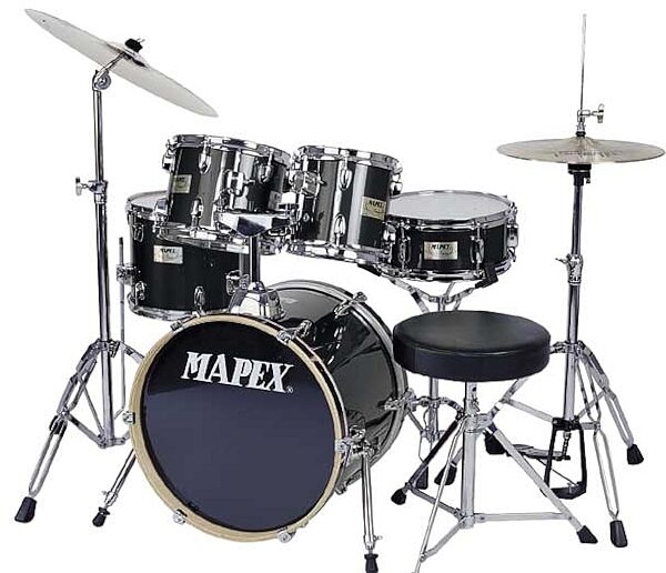open zoom image for Mapex V5834T V Series 5-Piece Voyager Drum Set with Drum Throne, Abalone Black