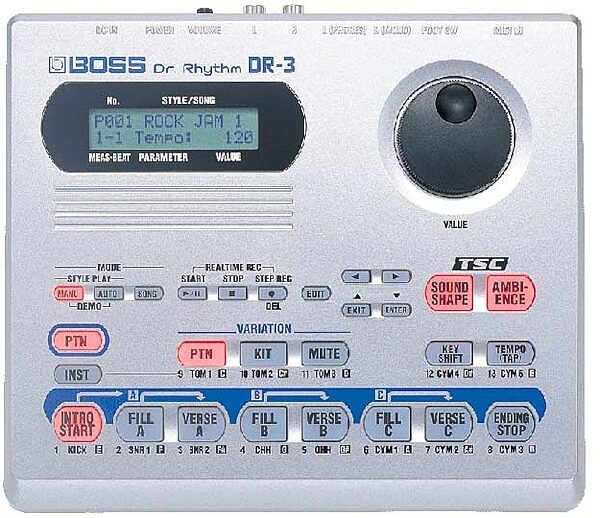 open zoom image for Boss DR-3 Dr. Rhythm Drum Machine, Top View
