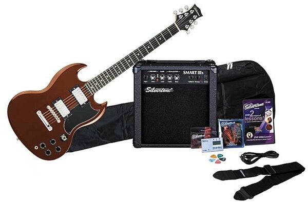 open zoom image for Silvertone Rockit 21 Electric Guitar Package, Wine Red
