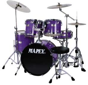 open zoom image for Mapex M5255T 5-Piece Standard Drum Set with Drum Throne, Purple