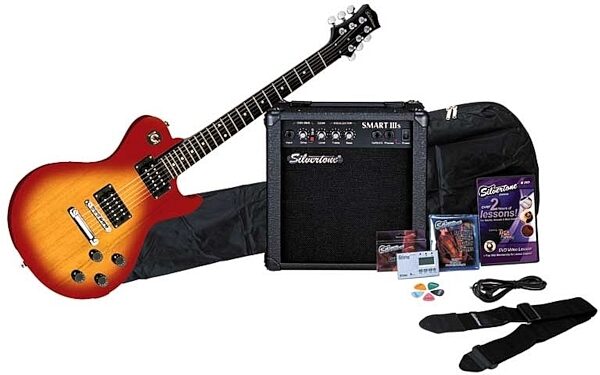 open zoom image for Silvertone SSL1 Electric Guitar Package, Cherry Sunburst