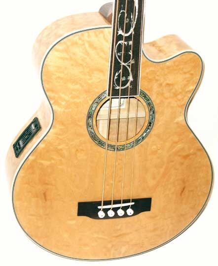 open zoom image for Michael Kelly Dragonfly 4 Fretless Acoustic-Electric Bass, Body Detail