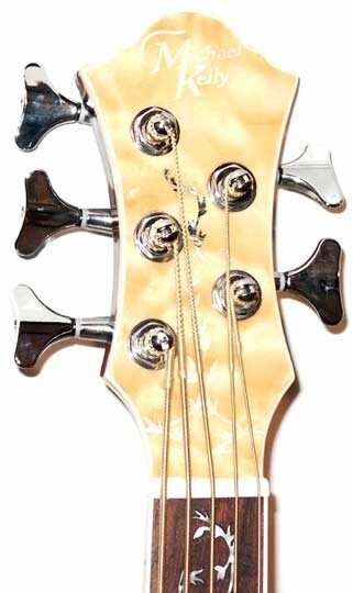 open zoom image for Michael Kelly Dragonfly 5 5-String Fretless Acoustic-Electric Bass, Headstock