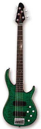 open zoom image for Peavey Fury Quilt Top 5-String Bass Guitar, Transparent Green
