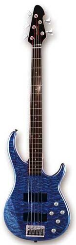 open zoom image for Peavey Fury Quilt Top 5-String Bass Guitar, Transparent Blue