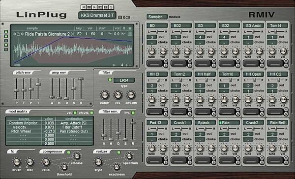 open zoom image for LinPlug RMIV Drum Sampler Software (Macintosh and Windows), Main