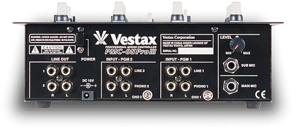 open zoom image for Vestax PMC05 Pro 3 2-Channel Hip Hop/Scratch Mixer, Rear