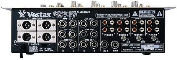 open zoom image for Vestax PMC55 4-Channel Club Mixer, Rear