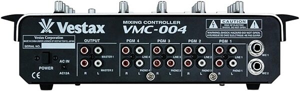 open zoom image for Vestax VMC004 4-Channel DJ Mixer with Isolators, Rear