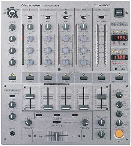 open zoom image for Pioneer DJM600 4-Channel Professional DJ Mixer, Silver