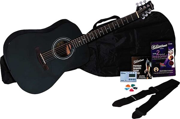 open zoom image for Silvertone SD10 Acoustic Guitar Package, Black