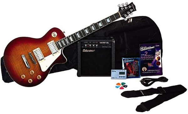 open zoom image for Silvertone SSL3 Electric Guitar Package, Cherry Sunburst