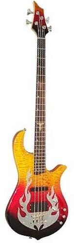 open zoom image for Traben Chaos Electric Bass Guitar, Fire Fade