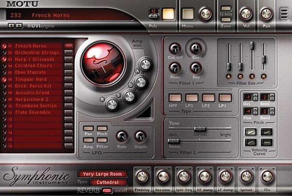 open zoom image for MOTU Symphonic Instrument Soft Synth (Macintosh and Windows), Main