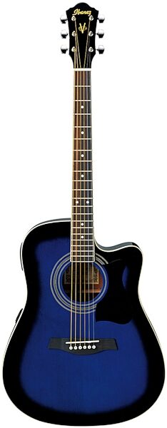 open zoom image for Ibanez V70CE Dreadnought Cutaway Acoustic-Electric Guitar, Transparent Blue Sunburst