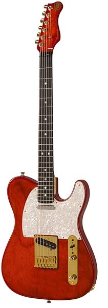 open zoom image for Valley Arts T-Series Flame Maple Neck Electric Guitar (with Case), Transparent Red
