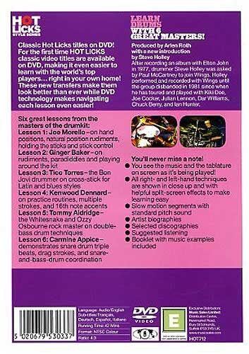 open zoom image for Hot Licks Learn Drums with 6 Great Masters Video, Rear