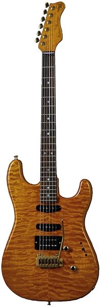 open zoom image for Valley Arts Custom Pro 7/8 Size Electric Guitar, Trans Amber