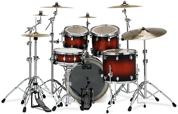 open zoom image for Pacific Drums LXE Maple 5-Piece Drum Kit, Natural to Tobacco Burst over Birdseye Maple