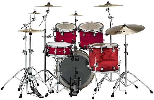 open zoom image for Pacific Drums LXE Maple 5-Piece Drum Kit, Red Stain over Tiger Ash