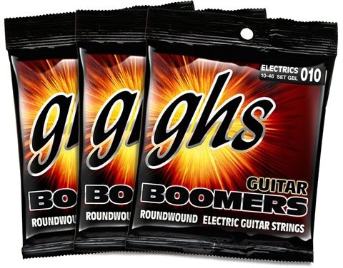 open zoom image for GHS Boomers Electric Guitar Strings, GBL Three Pack