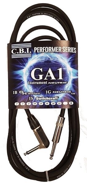 open zoom image for CBI GA1 American-Made Instrument Cable with Straight and Right Angle Plugs, 3 foot, Main