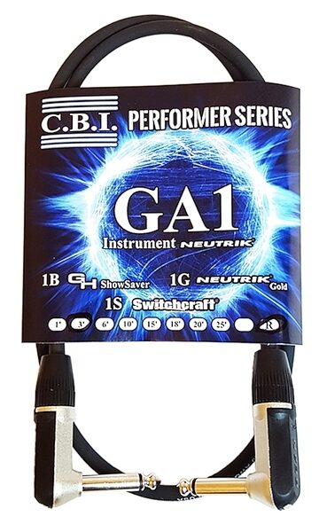 open zoom image for CBI GA1 American-Made Instrument Cable with Right Angle Plugs, 6 foot, Main