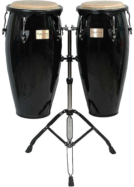 open zoom image for Tycoon Percussion Supremo Conga Set with Stands, Black with Black Hardware