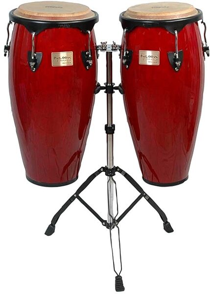 open zoom image for Tycoon Percussion Supremo Conga Set with Stands, Red with Black Hardware