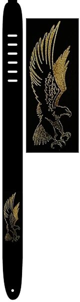 open zoom image for Perri's Leather 2.5" Leather Guitar Strap with Embossed Graphics, Eagle