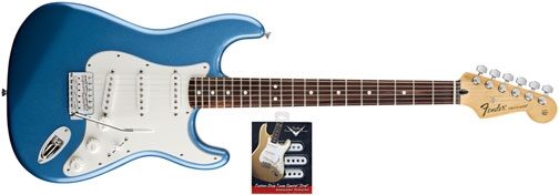 open zoom image for Fender Standard Stratocaster Rosewood Electric Guitar and Texas Special Pickup Set, Lake Placid Blue