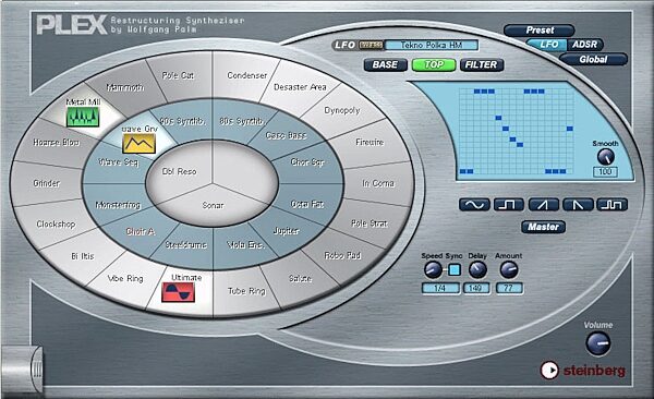 open zoom image for Steinberg PLEX Restructuring Synthesizer by Wolfgang Palm (Macintosh and Windows), LFO