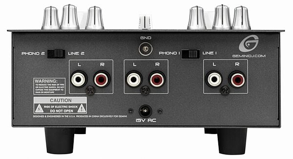 open zoom image for Gemini PMX01 2-Channel DJ Mixer, Back