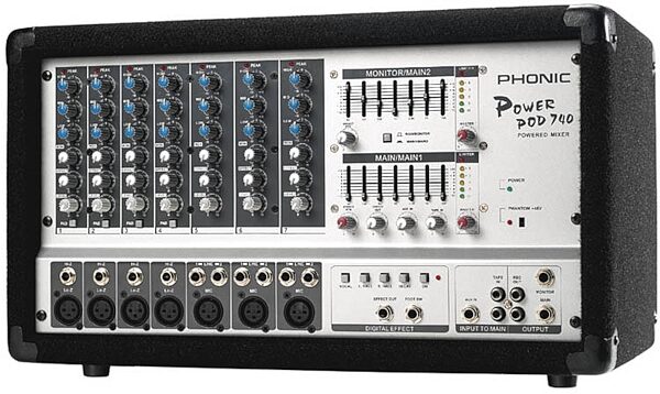 open zoom image for Phonic PowerPod 740 7-Channel Powered Mixer, Angle