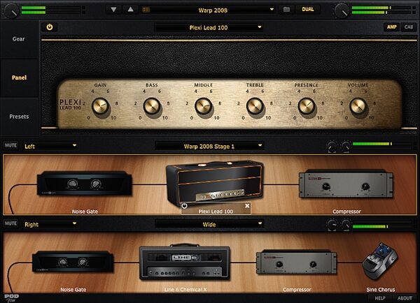 open zoom image for Line 6 POD Farm Platinum Guitar Effects Software (Mac and Windows), Screenshot - Plexi Lead 100