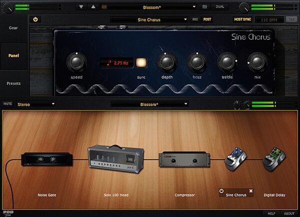 open zoom image for Line 6 POD Farm Platinum Guitar Effects Software (Mac and Windows), Screenshot - Sine Chorus