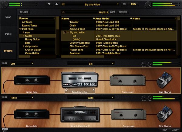 open zoom image for Line 6 POD Farm Platinum Guitar Effects Software (Mac and Windows), Screenshot - Presets