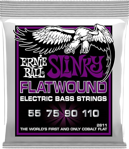 open zoom image for Ernie Ball P02811 Power Slinky Flatwound Bass Strings, New, Action Position Back